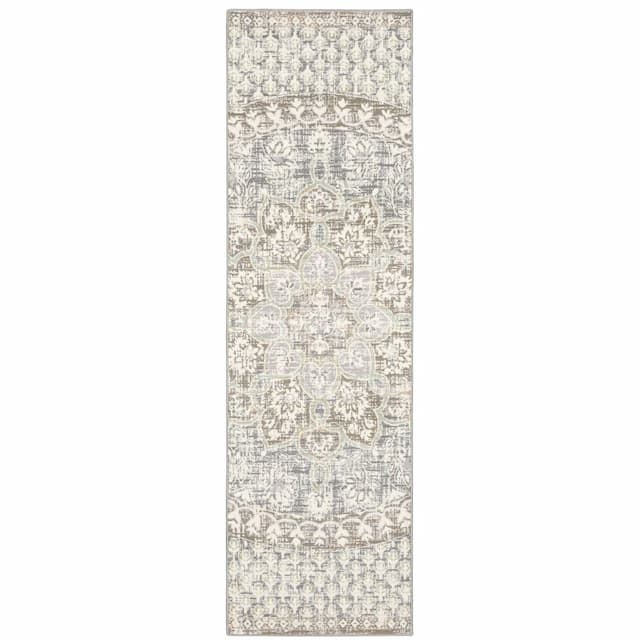 Capistrano 517B1 Ivory/ Grey Indoor Area Rug - 2'3" x 7'3"