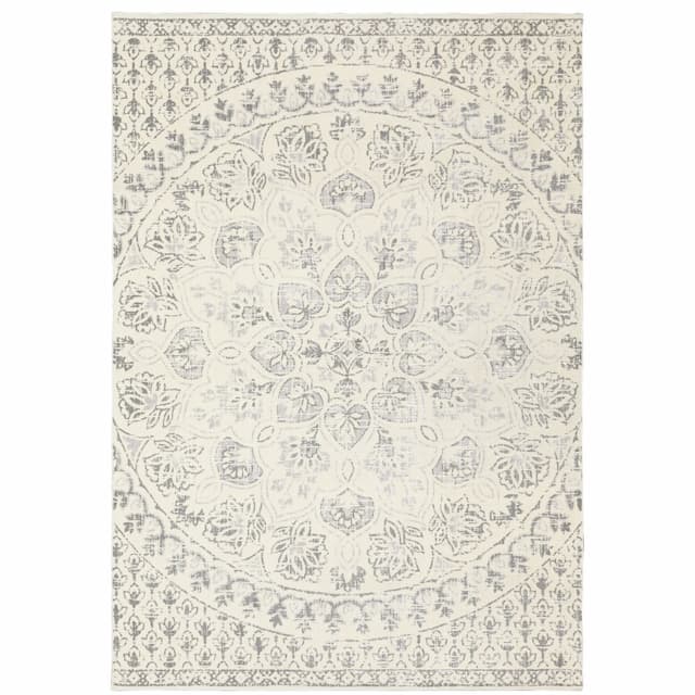 Capistrano 517C1 Ivory/ Grey Indoor Area Rug - 3'10" x 5'5"