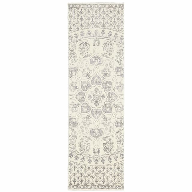 Capistrano 517C1 Ivory/ Grey Indoor Area Rug - 2'3" x 7'3"