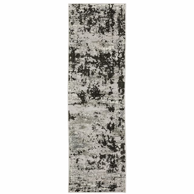 Caravan 4153Q Grey/ Black Indoor Area Rug - 2'3" x 7'6"