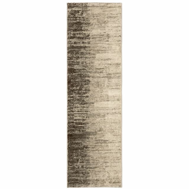 Carson 0735A Beige/ Grey Indoor Area Rug - 2'3" x 7'6"