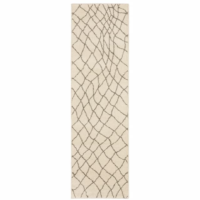 Carson 0738B Ivory/ Grey Indoor Area Rug - 2'3" x 7'6"