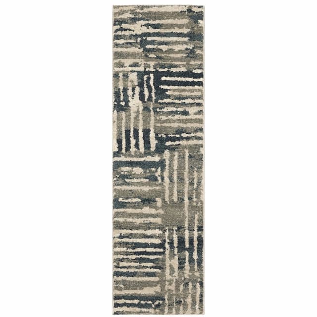 Carson 0745C Blue/ Beige Indoor Area Rug - 2'3" x 7'6"