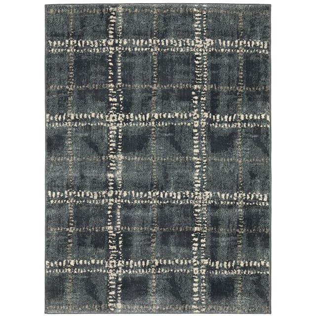 Carson 0746J Blue/ Ivory Indoor Area Rug - 2' x 3'