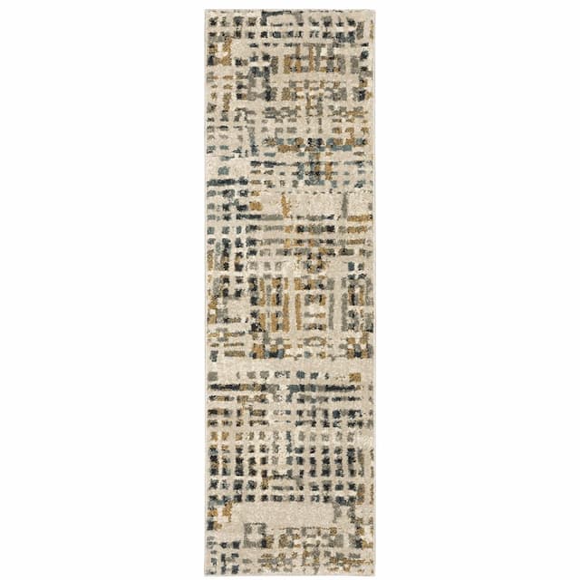 Carson 0748F Beige/ Grey Indoor Area Rug - 2'3" x 7'6"