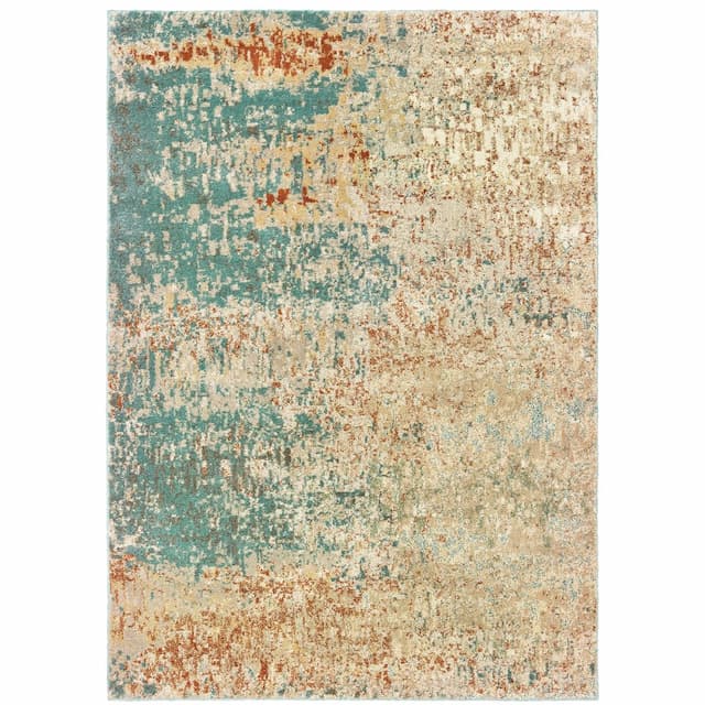 Carson 9654B Blue/ Orange Indoor Area Rug - 2' x 3'