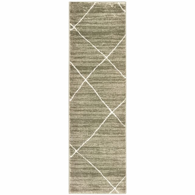 Carson 9661A Grey/ Ivory Indoor Area Rug - 2'3" x 7'6"