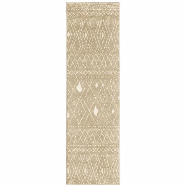 Carson 9665B Sand/ Ivory Indoor Area Rug - 2'3" x 7'6"