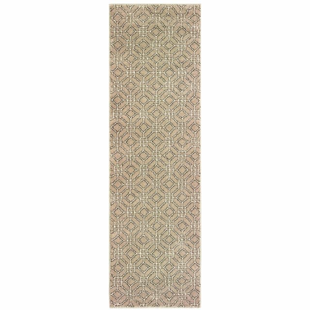 Carson 9669D Sand/ Ivory Indoor Area Rug - 2'3" x 7'6"