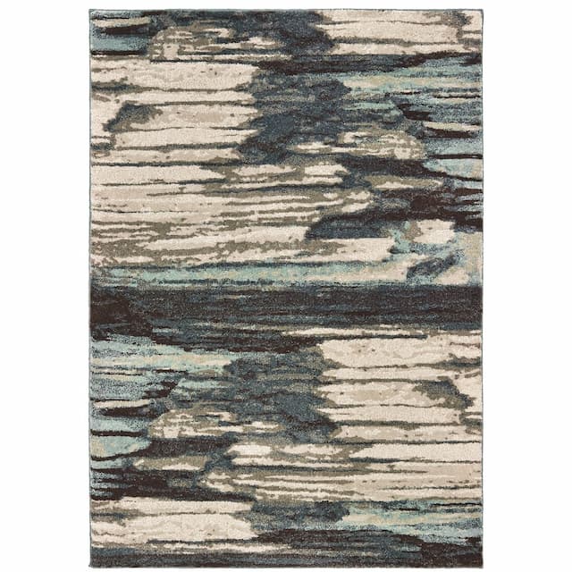 Carson 9675A Blue/ Brown Indoor Area Rug - 2' x 3'