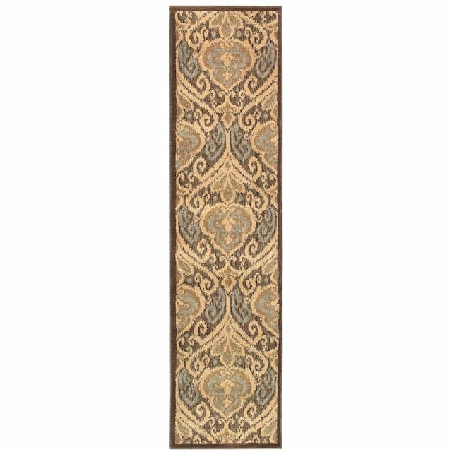 Casablanca 4464A Green/ Ivory Indoor Area Rug - 1'10" x 7'6"