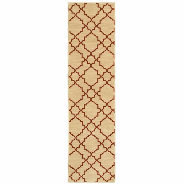 Casablanca 5178E Beige/ Rust Indoor Area Rug - 1'10" x 7'6"