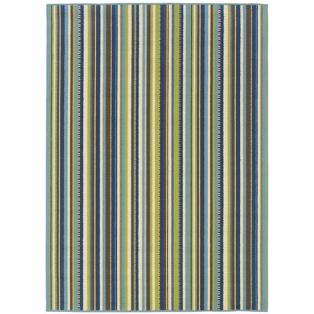 Caspian 1004X Blue/ Brown Indoor/Outdoor Area Rug - 1'9" x 3'9"