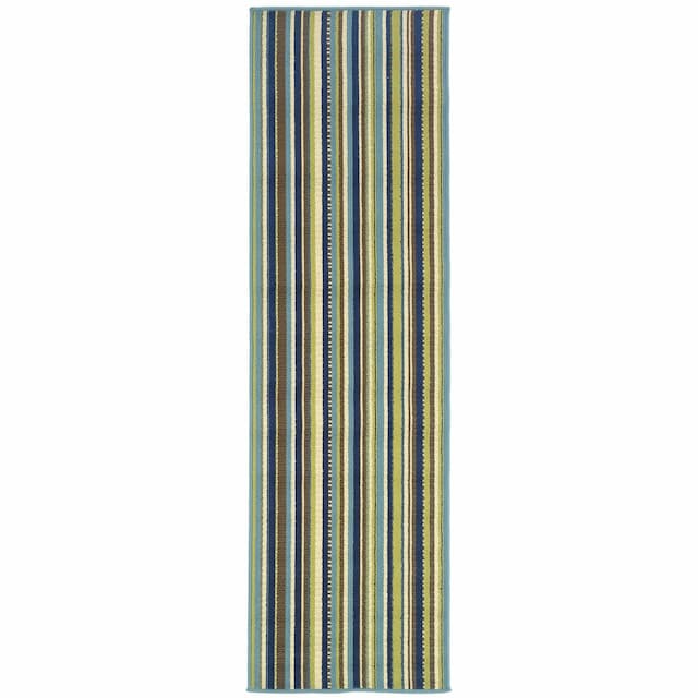 Caspian 1004X Blue/ Brown Indoor/Outdoor Area Rug - 2'3" x 7'6"