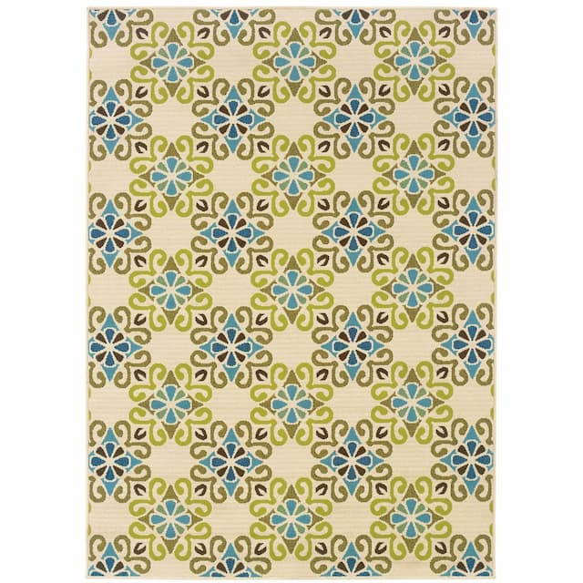 Caspian 3331W Ivory/ Blue Indoor/Outdoor Area Rug - 8'6" x 13'