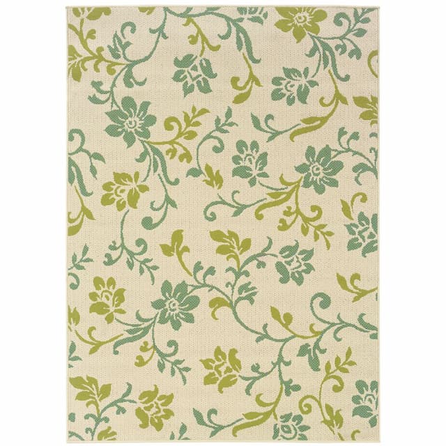 Caspian 7991J Ivory/ Green Indoor/Outdoor Area Rug - 1'9" x 3'9"