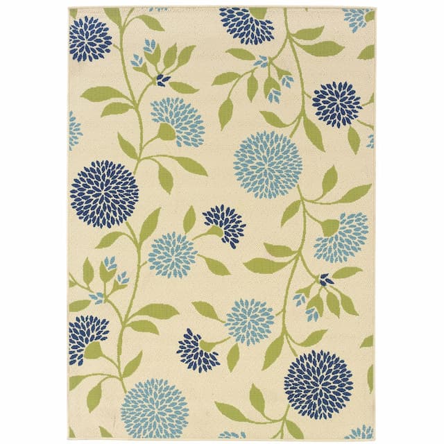 Caspian 8327Y Ivory/ Green Indoor/Outdoor Area Rug - 1'9" x 3'9"