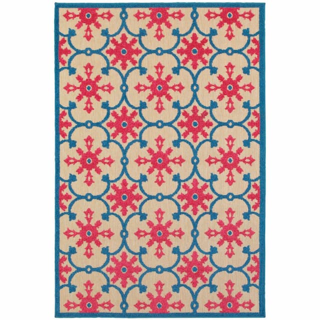 Cayman 190L9 Pink/Blue Indoor/Outdoor Area Rug - 1'10" x 3'3"