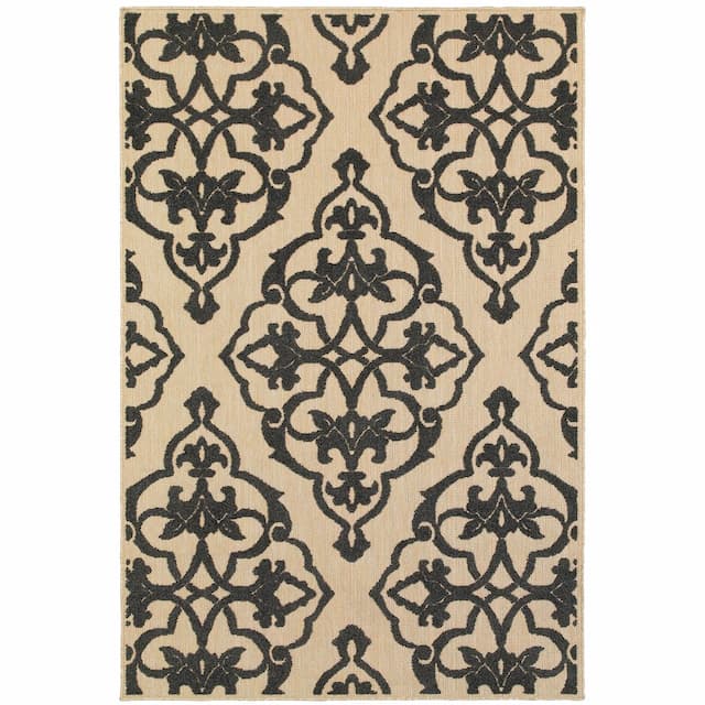 Cayman 001B9 Sand/ Charcoal Indoor/Outdoor Area Rug - 1'10" x 3'3"