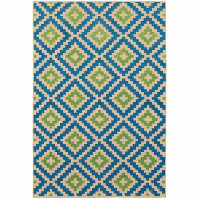 Cayman 2063Z Blue/ Green Indoor/Outdoor Area Rug - 1'10" x 3'3"