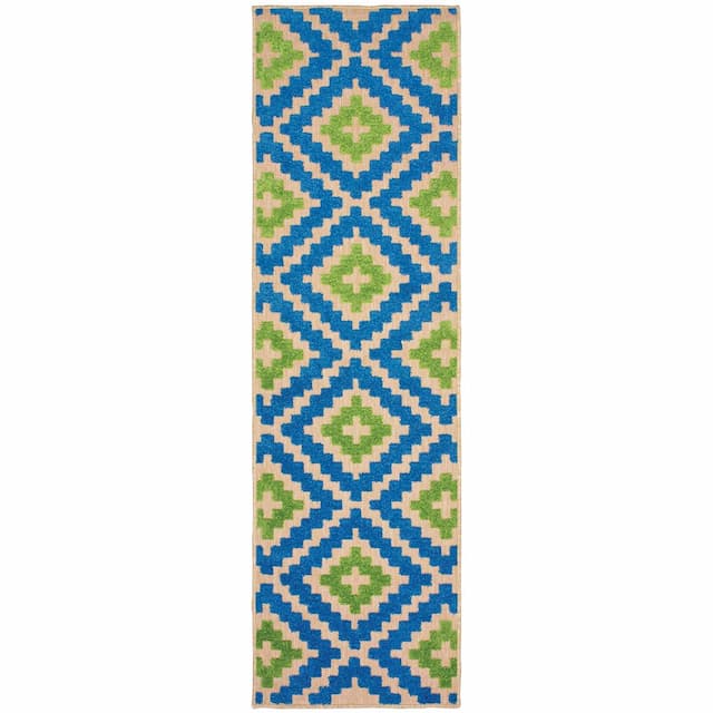 Cayman 2063Z Blue/ Green Indoor/Outdoor Area Rug - 2'3" x 7'6"