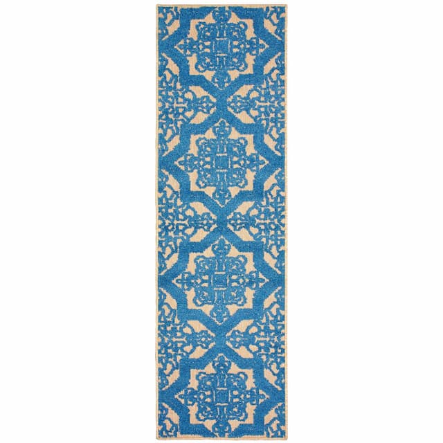 Cayman 2541M Sand/ Blue Indoor/Outdoor Area Rug - 2'3" x 7'6"