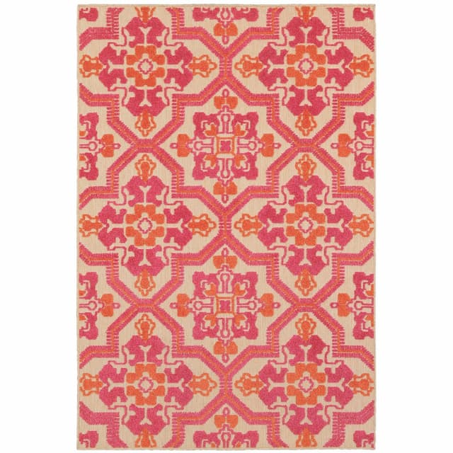 Cayman 2541V Sand/ Pink Indoor/Outdoor Area Rug - 1'10" x 3'3"