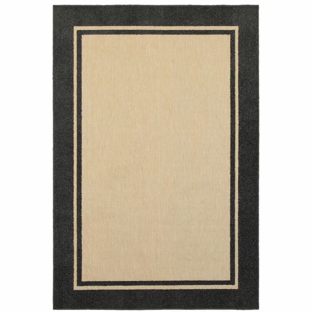 Cayman 5594K Sand/ Charcoal Indoor/Outdoor Area Rug - 1'10" x 3'3"