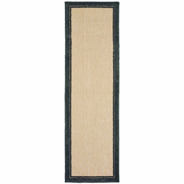 Cayman 5594K Sand/ Charcoal Indoor/Outdoor Area Rug - 2'3" x 7'6"