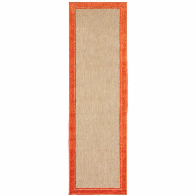 Cayman 5594Q Sand/ Orange Indoor/Outdoor Area Rug - 2'3" x 7'6"