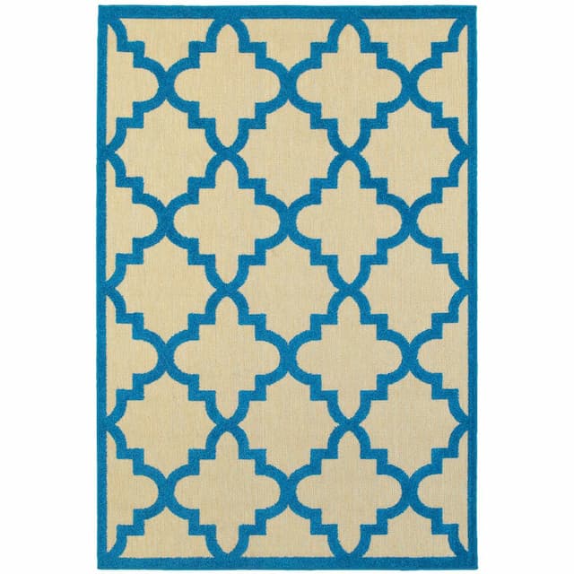 Cayman 660L9 Sand/ Blue Indoor/Outdoor Area Rug - 1'10" x 3'3"