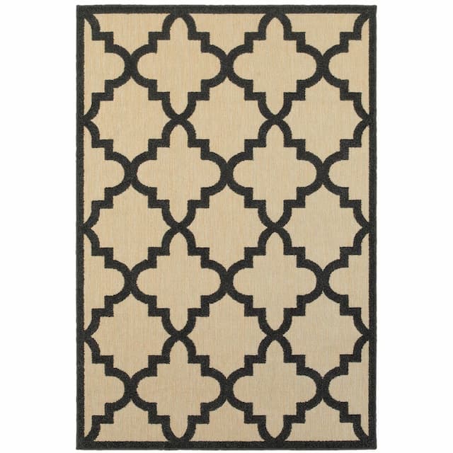 Cayman 660N9 Sand/ Charcoal Indoor/Outdoor Area Rug - 1'10" x 3'3"