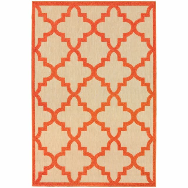 Cayman 660O9 Sand/ Orange Indoor/Outdoor Area Rug - 1'10" x 3'3"