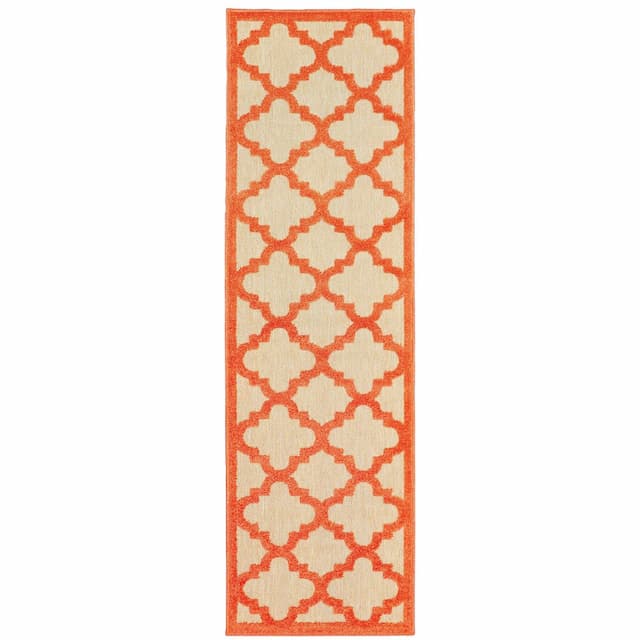 Cayman 660O9 Sand/ Orange Indoor/Outdoor Area Rug - 2'3" x 7'6"