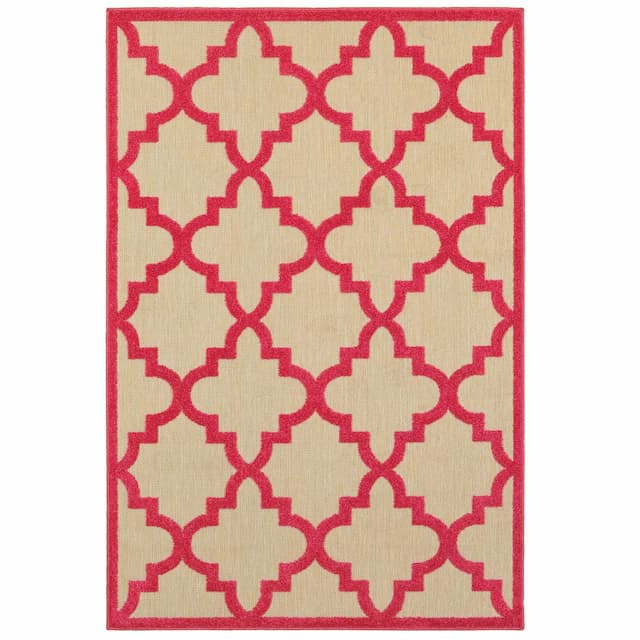 Cayman 660P9 Sand/ Pink Indoor/Outdoor Area Rug - 1'10" x 3'3"