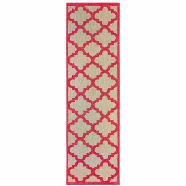 Cayman 660P9 Sand/ Pink Indoor/Outdoor Area Rug - 2'3" x 7'6"