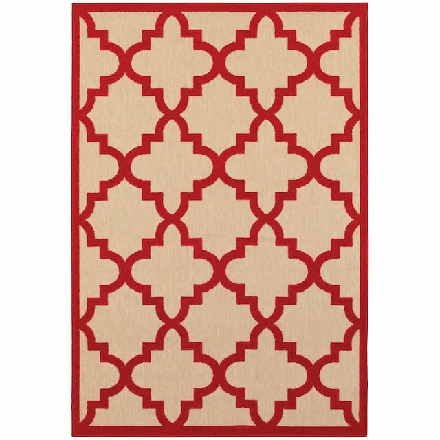 Cayman 660R9 Sand/ Red Indoor/Outdoor Area Rug - 1'10" x 3'3"