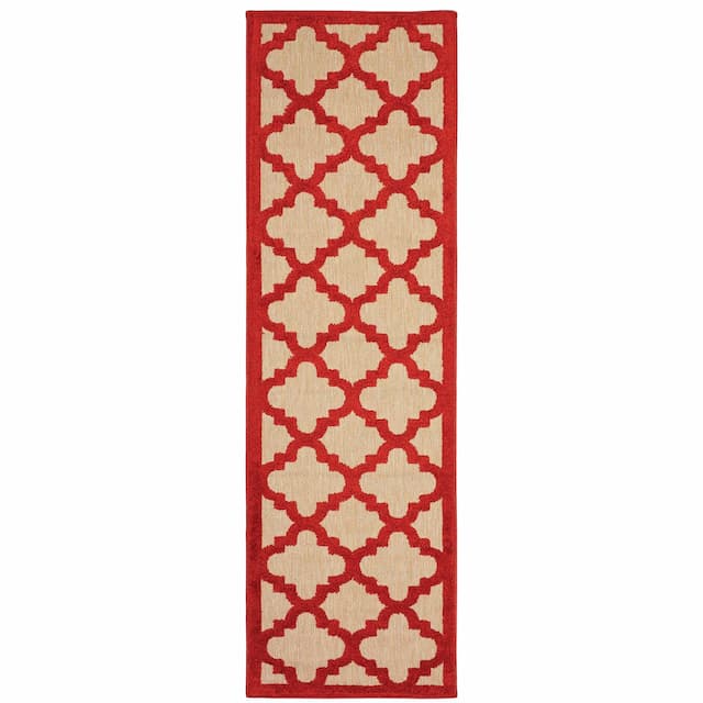 Cayman 660R9 Sand/ Red Indoor/Outdoor Area Rug - 2'3" x 7'6"