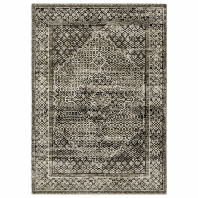 Chamberlain CH02D Grey/ Beige Indoor Area Rug - 3'3" x 5'