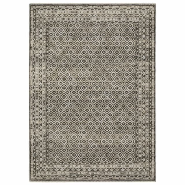 Chamberlain CH03B Grey/ Beige Indoor Area Rug - 2'3" x 7'6"