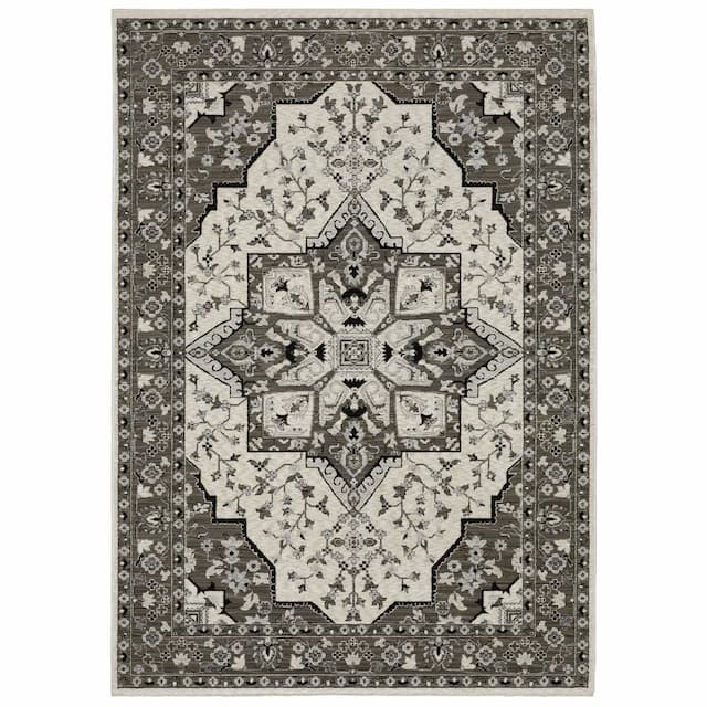 Chamberlain CH09A Ivory/ Grey Indoor Area Rug - 3'3" x 5'