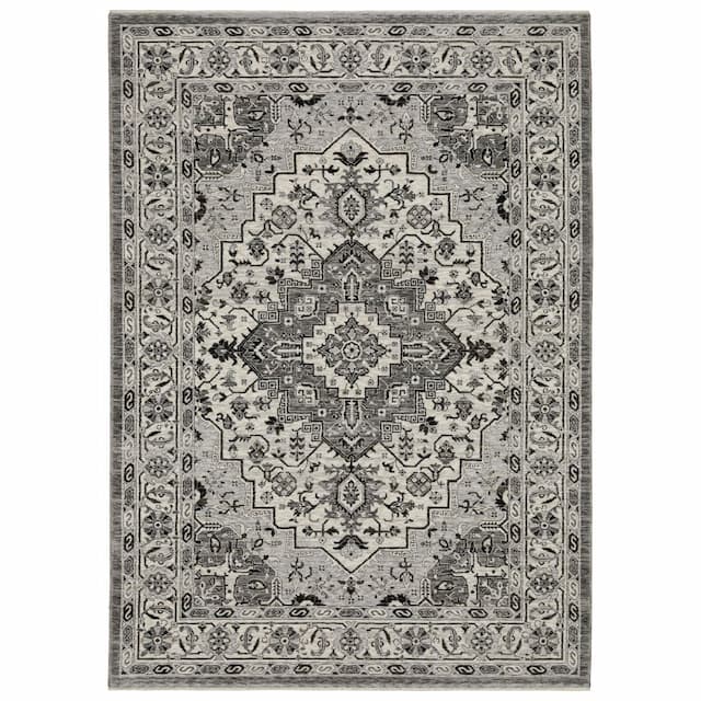 Chamberlain CH10L Grey/ Ivory Indoor Area Rug - 2'3" x 7'6"