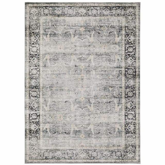 Charleston CHA07 Charcoal/ Grey Machine Washable Indoor Area Rug - 2' x 3'