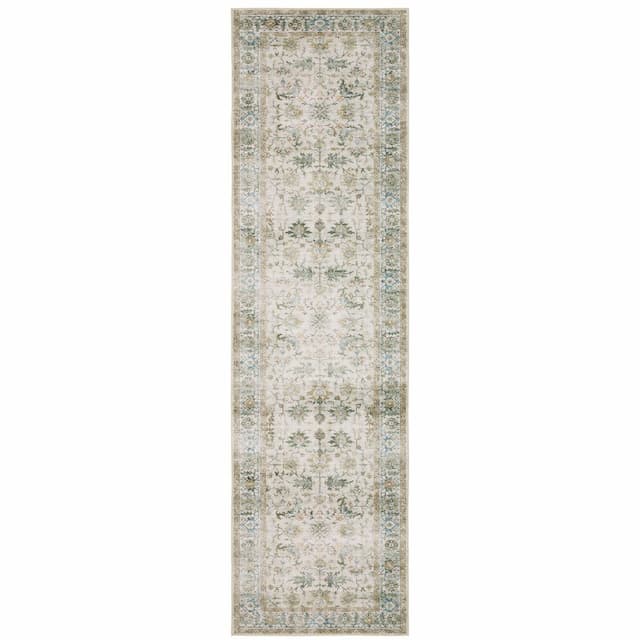 Charleston CHA10 Gray/ Multi Machine Washable Indoor Area Rug - 2' x 8'