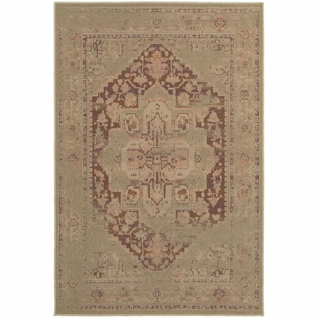 Chloe 4694K Tan/ Pink Indoor Area Rug - 6'7" x 9'6"