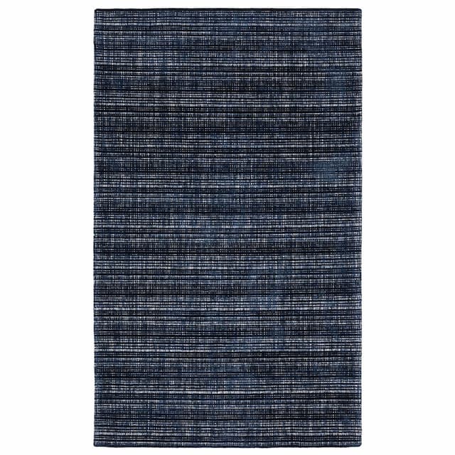 Circa CIR06 Navy/ Blue Hand-crafted Wool Blend Area Rug - 2'6" x 8'