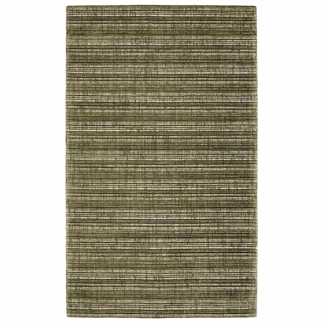 Circa CIR07 Green/ Ivory Hand-crafted Wool Blend Area Rug - 2'6" x 8'