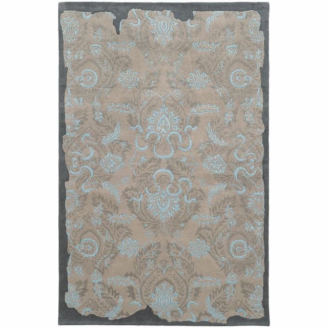 Color Influence 45102 Grey/ Blue Hand-crafted Wool Blend Area Rug - 10' x 13'