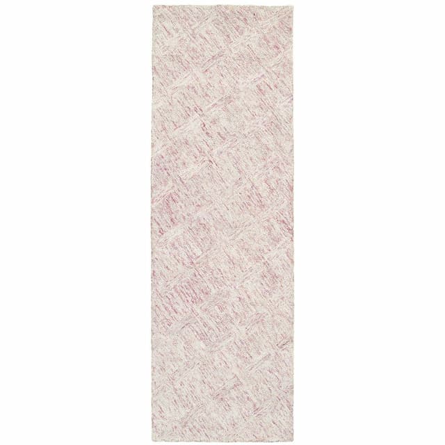 Colorscape 42108 Pink/ Beige Hand-crafted Wool Area Rug - 2'6" x 8'