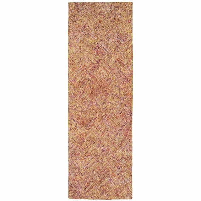 Colorscape 42113 Orange/ Pink Hand-crafted Wool Area Rug - 2'6" x 8'